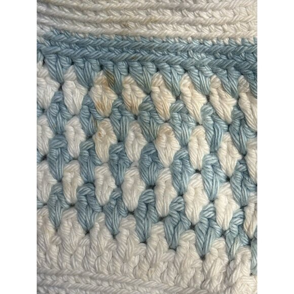 VINTAGE HAND CROCHETED SUGAR CREAMER POT HOLDERS HOT PADS White Blue Grandmacore - Picture 5 of 10